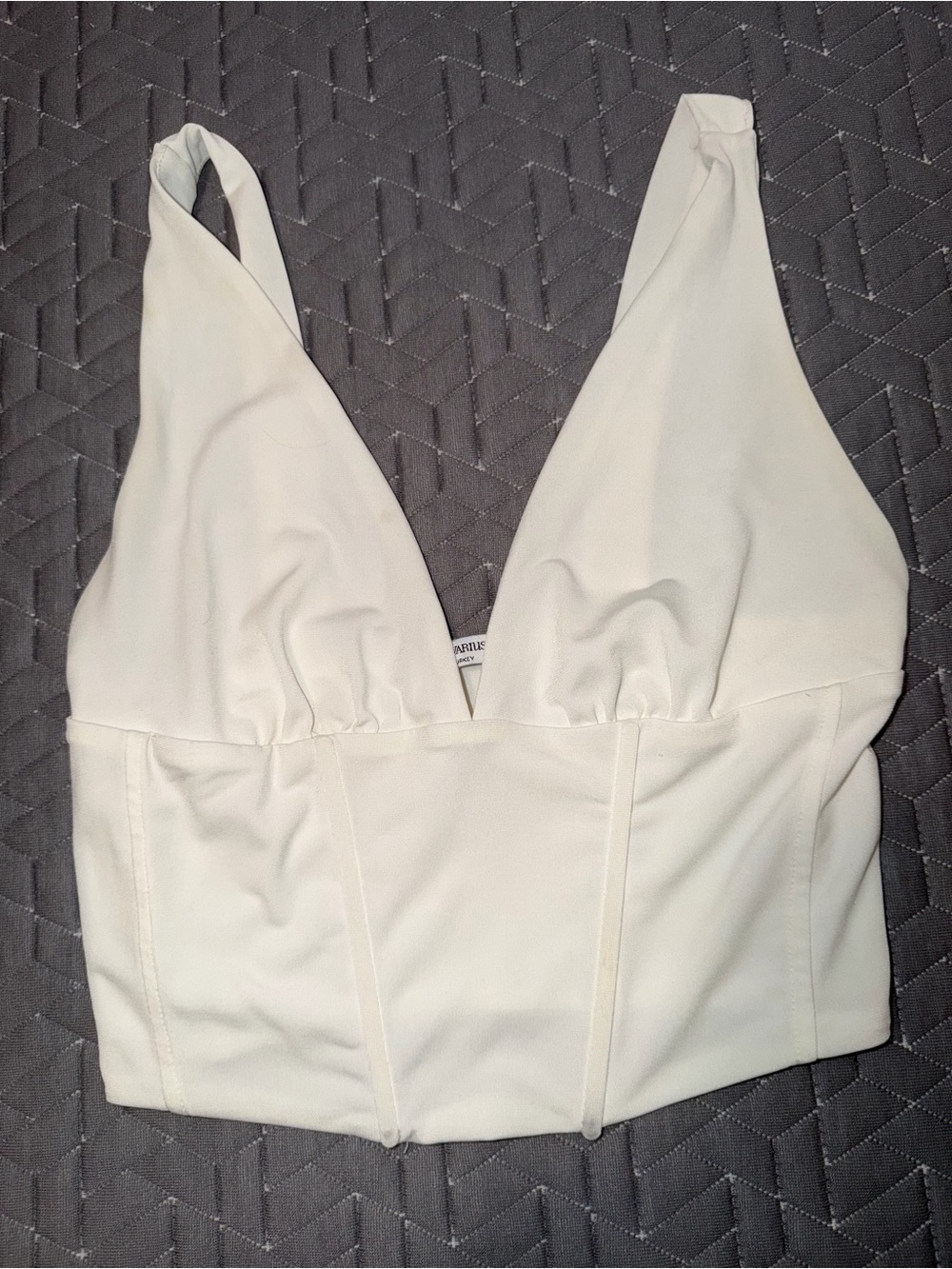Stradivarius Cream Cropped Bustier Top